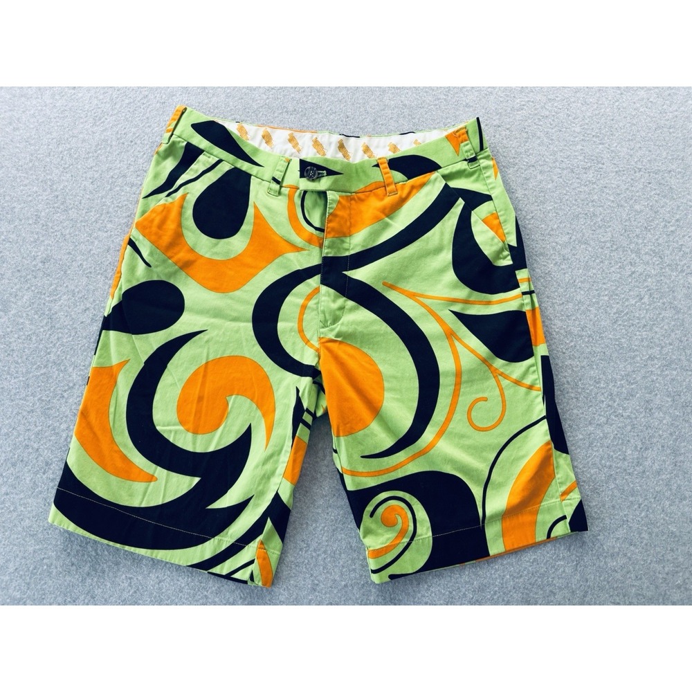 Loudmouth Neon Green Orange Black Golf Streetwear Hip Hop Mens Shorts 36